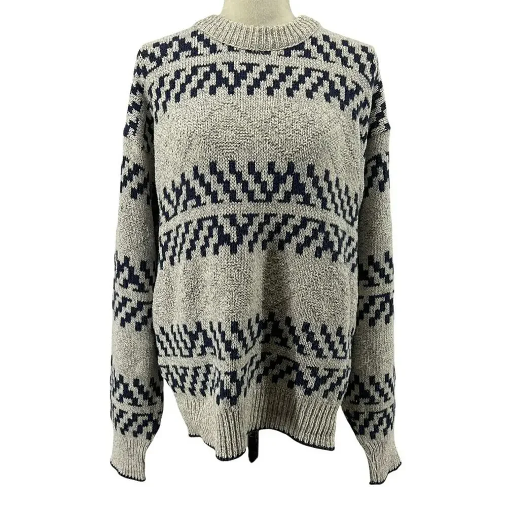 Vintage Susquehanna Trail Outfitters Mens Sweater Jumper Gray Blue Large